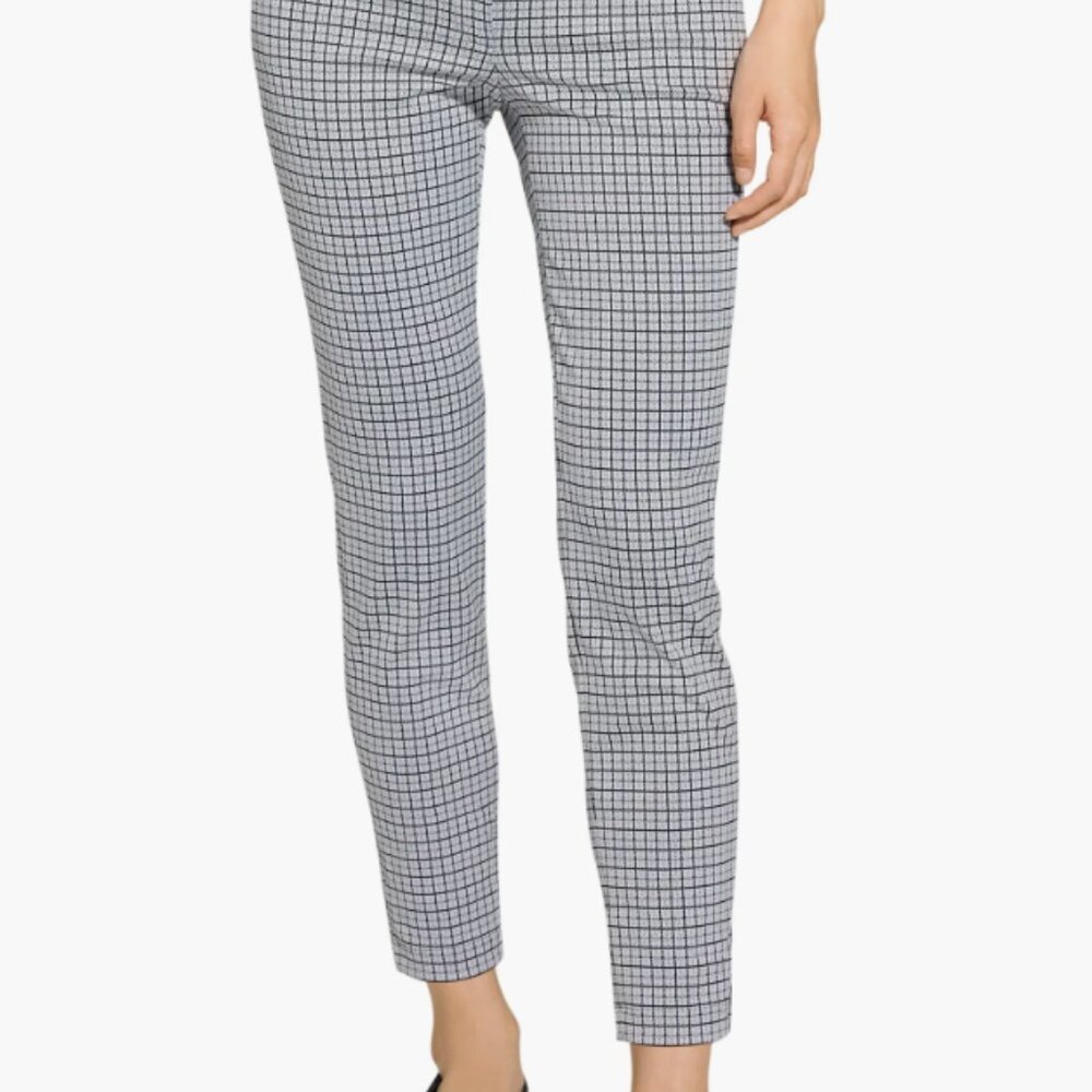 Theory Black and Gray Grid Pattern Pants
